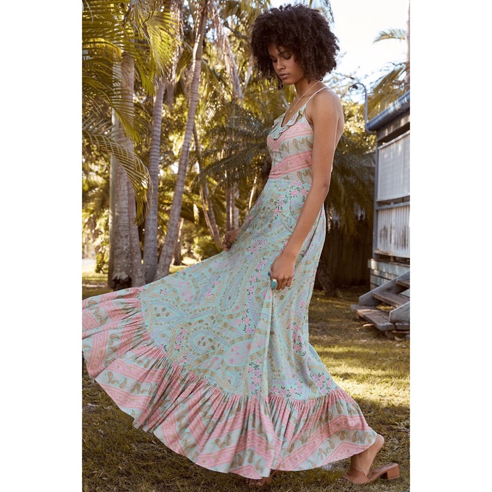 Spell City Lights Strappy Maxi in Sage - Picture 5 of 10